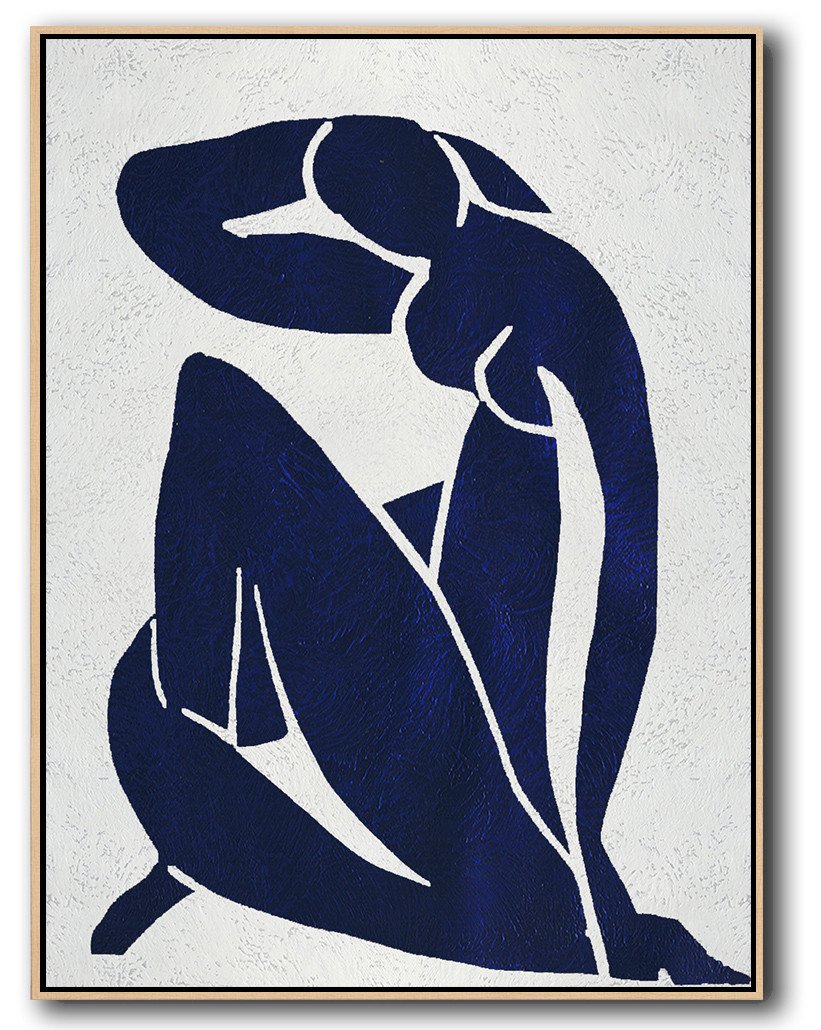 Buy Hand Painted Navy Blue Abstract Painting Nude Art Online - Canvas Art Huge